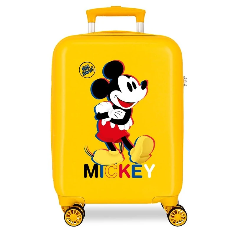 Disney Mickey All Smile Valise Cabine Multicoloured 38 x 55 x 20 cm Rigide ABS Fermeture à Combinaison Latérale 35L 2 kg 4 Doubles Roues Bagage à Main, Lemon Tree, One Size, Cabin Suitcase