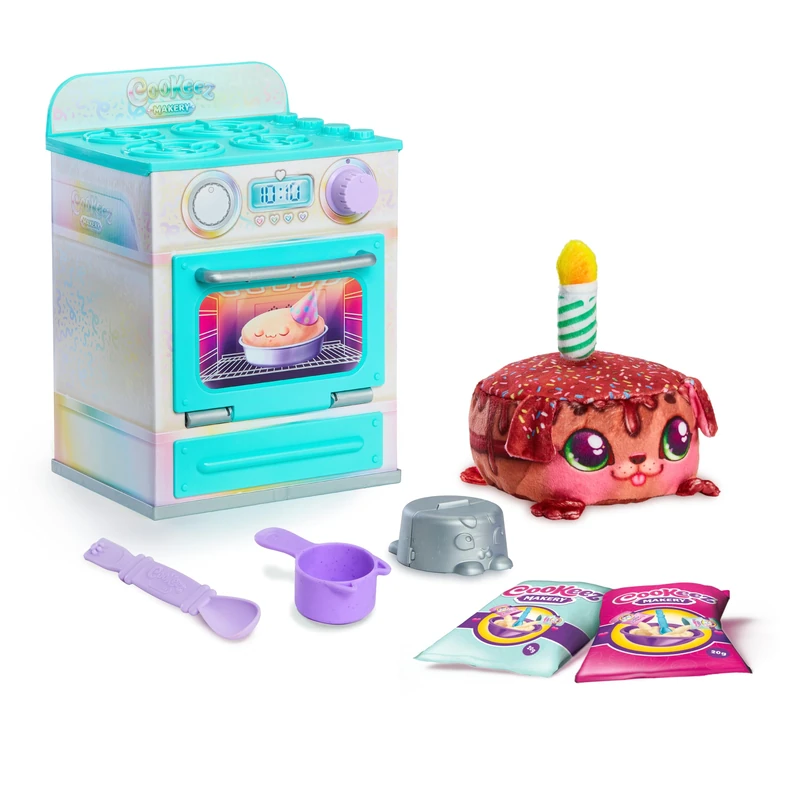 COOKEEZ MAKERY Party Treatz Oven Mix & Make a Birthday Cake Plush Best Friend, Place your Dough in the Oven and Be Amazed When a Warm, Scented, Interactive, Birthday Cake Plush Friend Comes Out