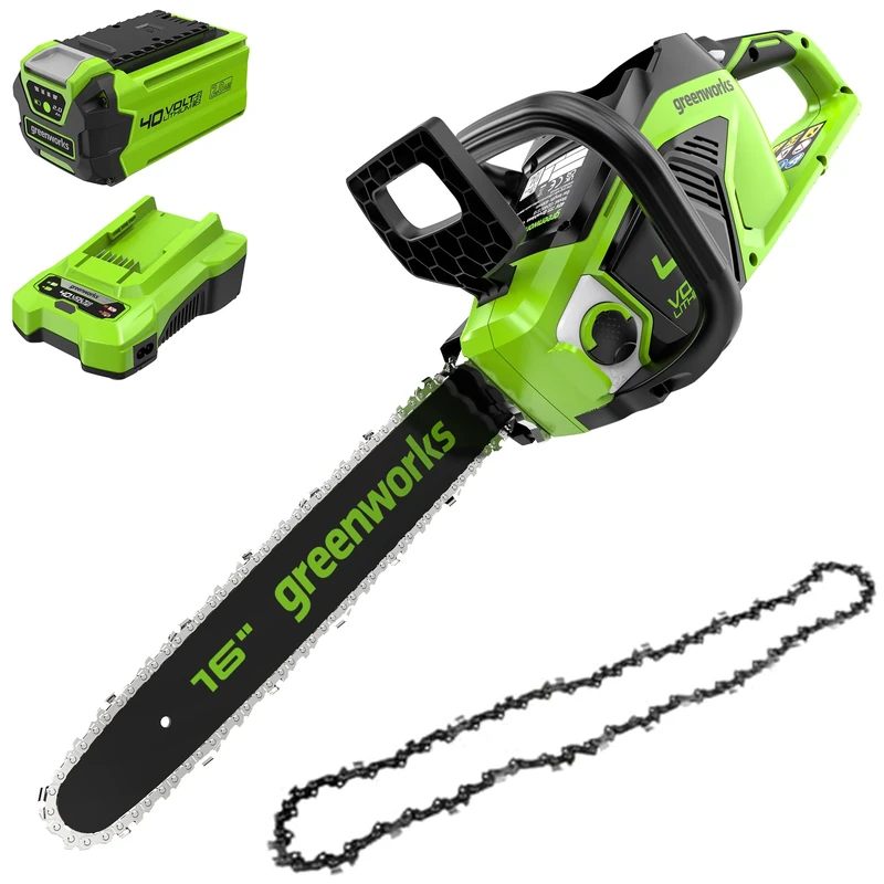 Greenworks Cordless Chainsaw with Brushless Motor, 40cm Bar Length, Without 40V Battery & Charger + Greenworks 40cm Replacement Saw Chain
