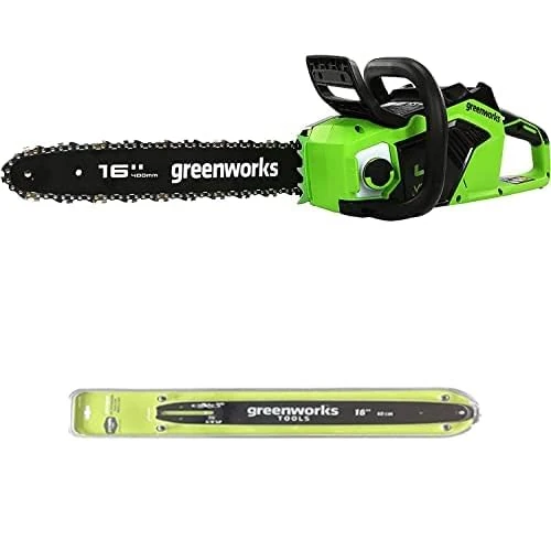 Greenworks Cordless Chainsaw with Brushless Motor, 40cm Bar Length Without 40V Battery & Charger+ Greenworks 40cm Replacement Chain bar
