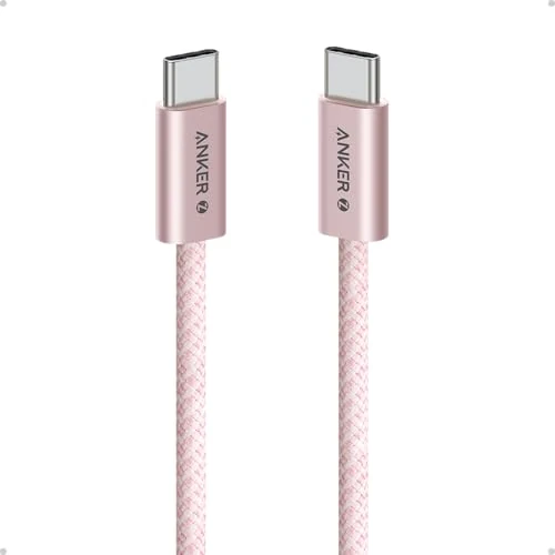 Anker Zolo USB C to USB C Cable, Braided and Dirt-Free Type-C Fast Charging Cable, Slim Connector, for iPhone 17 Series, MacBook (240W) (Pink, 3.3 FT)