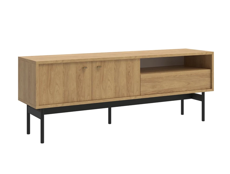 Selsey Stand on Legs TV Cabinet with Drawer Shelf Two Doors 154 cm Walnut Olar, Hickory Natur, One Size