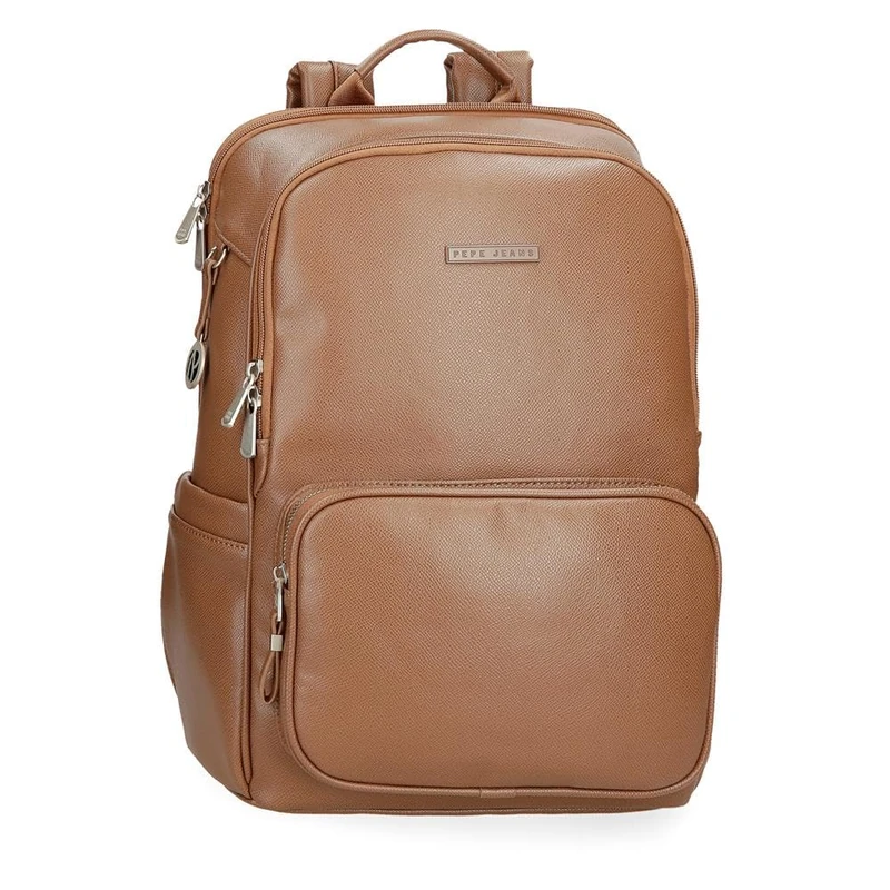 Pepe Jeans Elia Casual Backpack Made of Faux Leather, Wide Adjustable Straps That Adapt, Front Pocket. By Joumma Bags, brown, One Size, Daypack