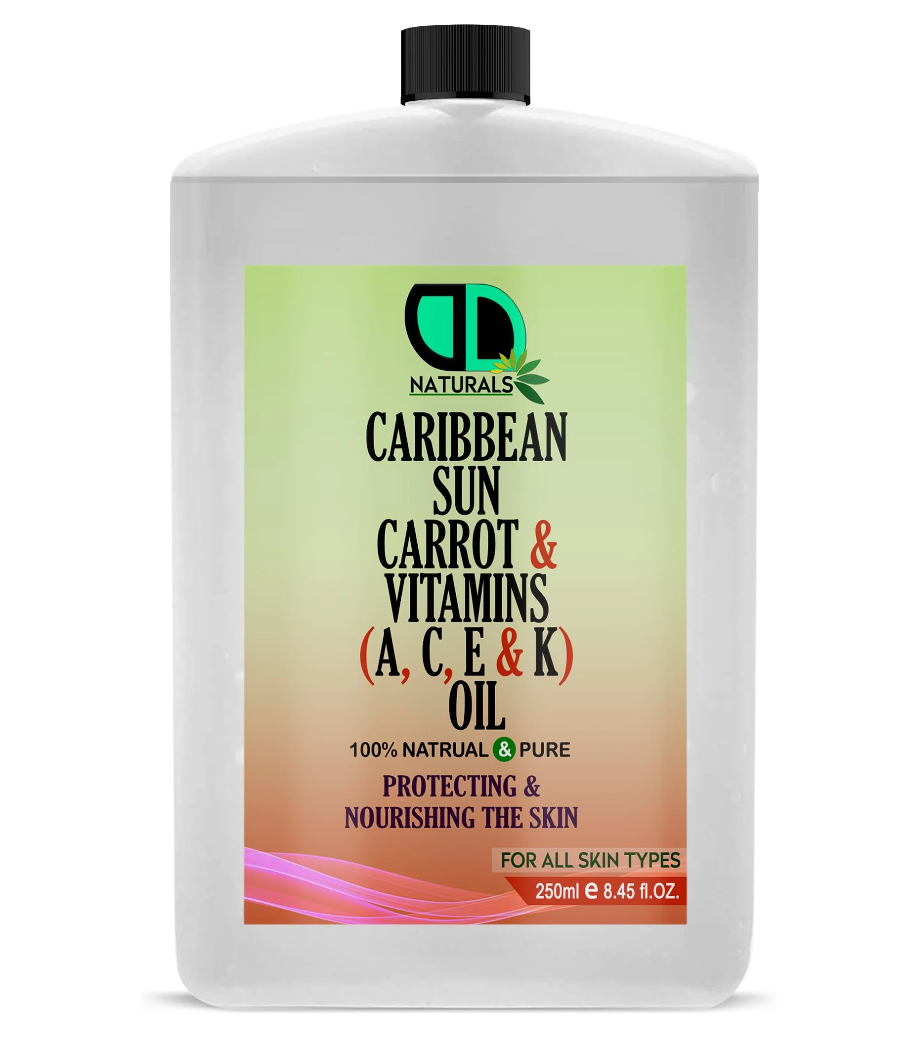 Carrot Oil | No SPF | Accelerates tanning | Ideal Body Oil for Dry Skin - Carrot Face Oil - Carrot Seed Oil for Sun Damage Skin - Rich in Beta Carotene Vitamin E - Best Massage Oil (250ml Postal)