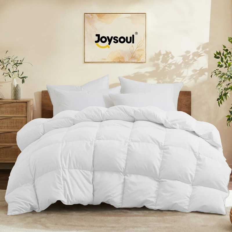Down Comforter California King Size-All Season Comforter-Ultra Soft White Goose Down Fill and Feather Fiber-Cover Luxury Hotel Bed Comforter with Corner Tabs.(108"X94" White)