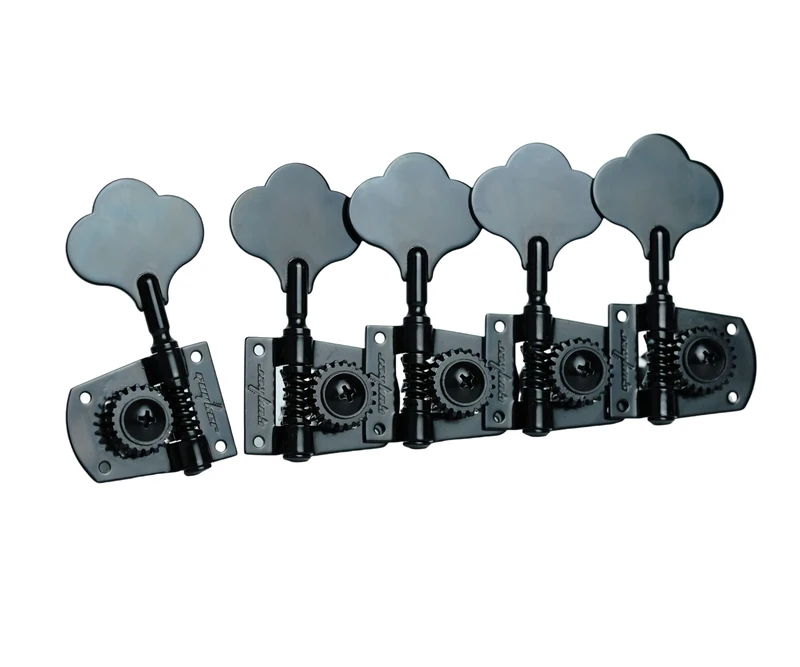 Guyker Bass Machine Head (4R + 1L) - 1:21 Ratio Gear Open Frame Tuners Tuning Key Pegs Replacement for Electric Jazz Guitar Bass or Precision Instruments, Black