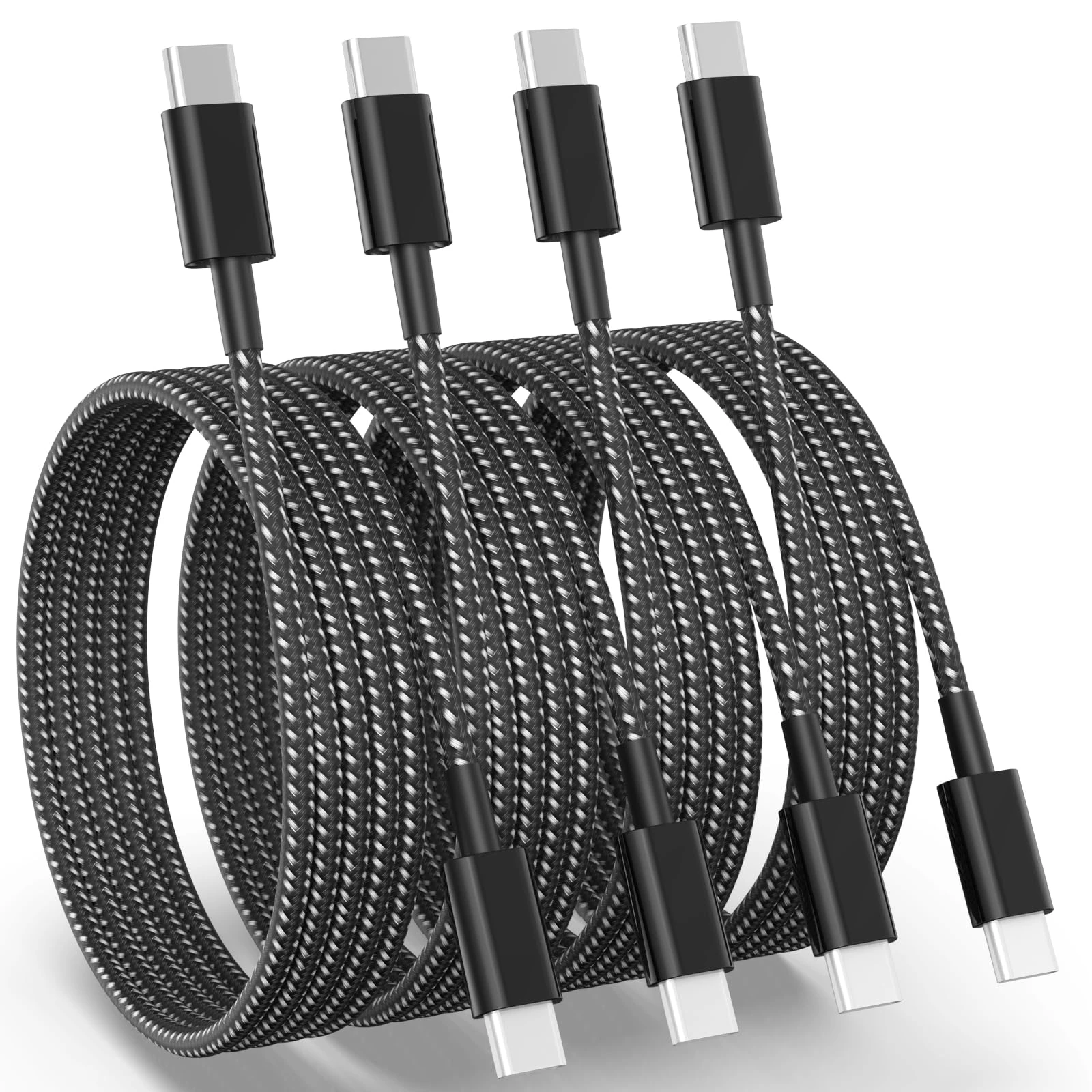 USB C to USB C Charger Cable, 4Pack 6FT 60W USB C Cable Nylon Braided Type C Charger Cable Fast Charging for iPhone 17 Air/16 15 Pro Max/Pro/Plus, iPad Pro/Air, MacBook, Samsung Galaxy S23 Switch etc.