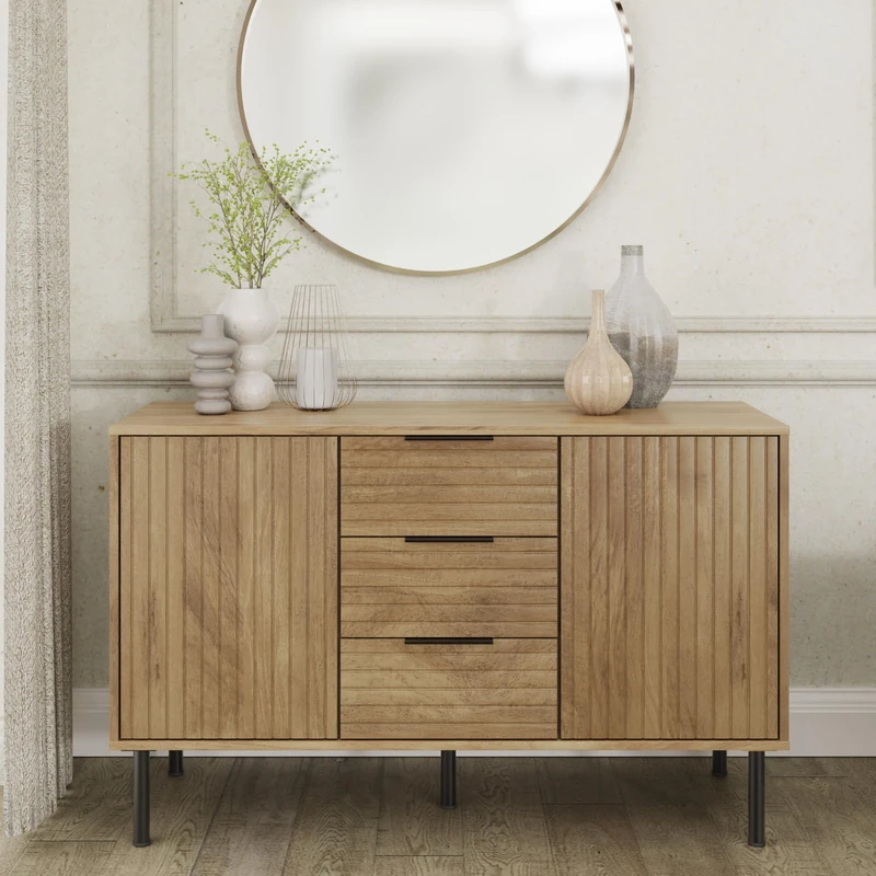 GFW Nervata Sideboard Cabinet Living Dining Room Oak