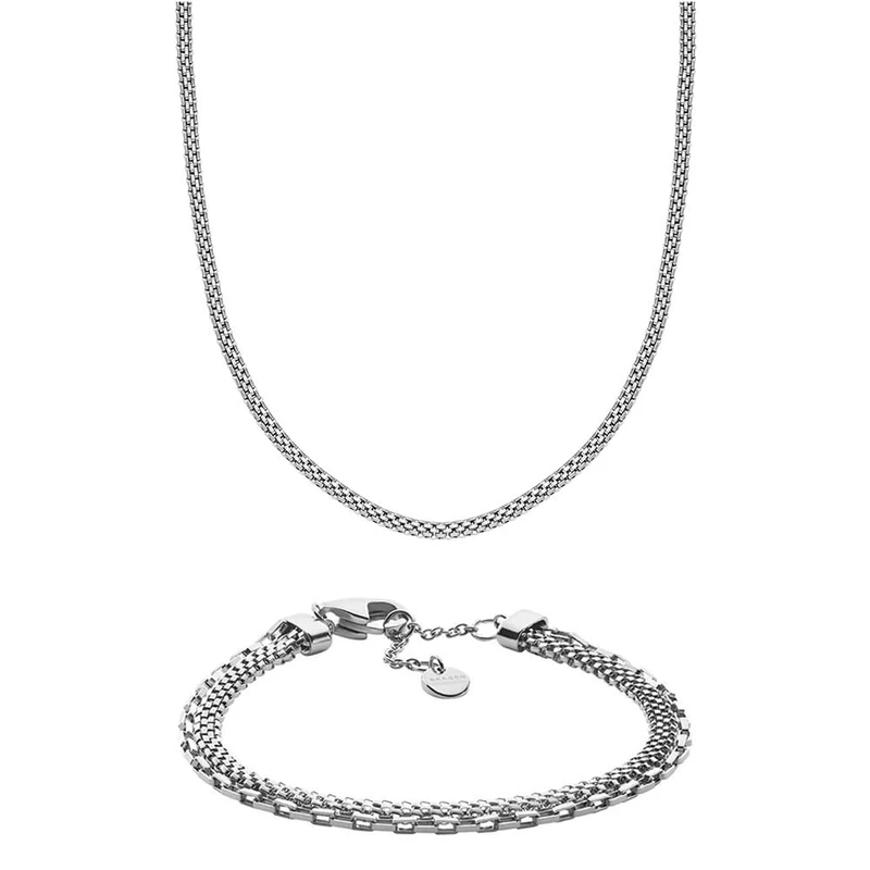 Skagen Men's Tov Mesh Silver-Tone Stainless Steel Necklace and Bracelet, Set - Image 1