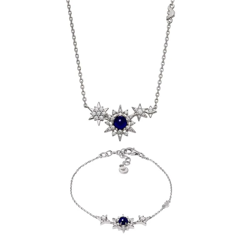 Emporio Armani Women's Sterling Silver Necklace and Bracelet, Set