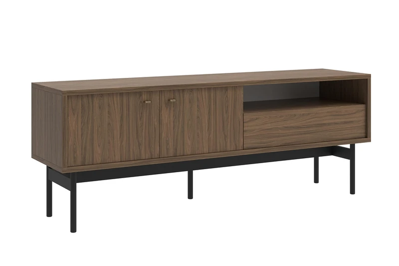 Selsey Stand on Legs TV Cabinet with Drawer Shelf Two Doors 154 cm Walnut Natural Olar, Walnuss Carini, One Size