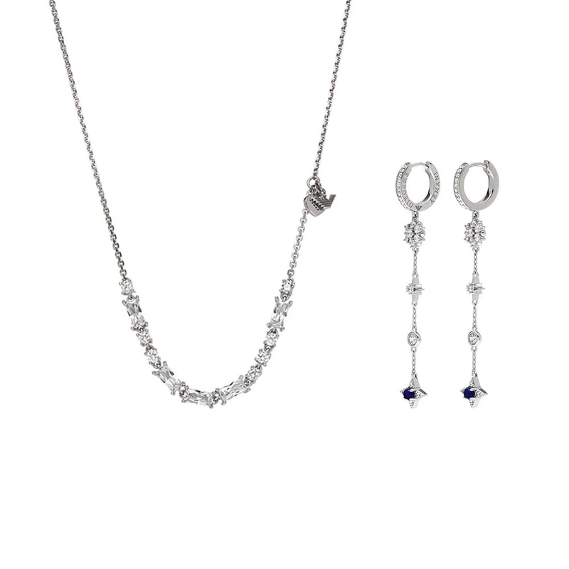 Emporio Armani Women's Sterling Silver Necklace and Earrings, Set