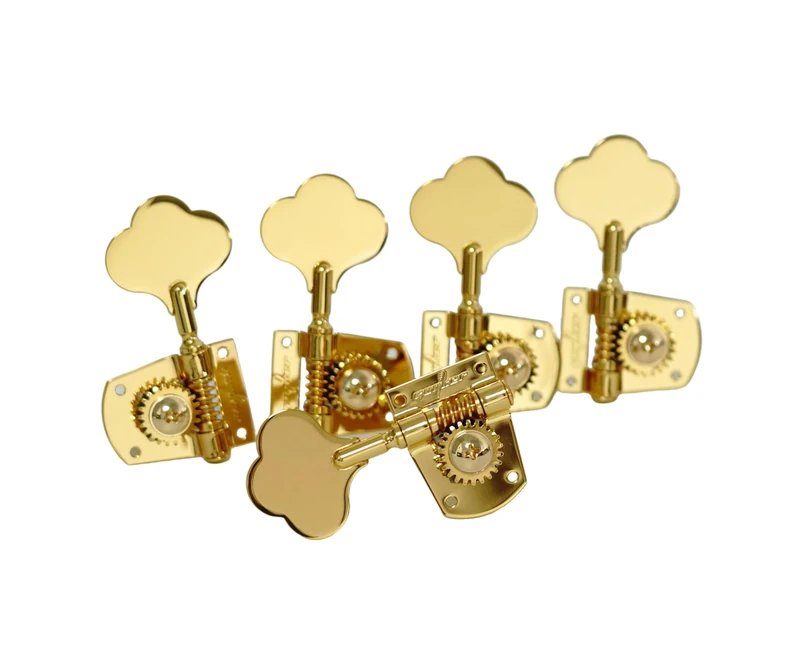 Guyker Bass Machine Head (3R + 2L) - 1:21 Ratio Gear Open Frame Tuners Tuning Key Pegs Replacement for Electric Jazz Guitar Bass or Precision Instruments, Gold