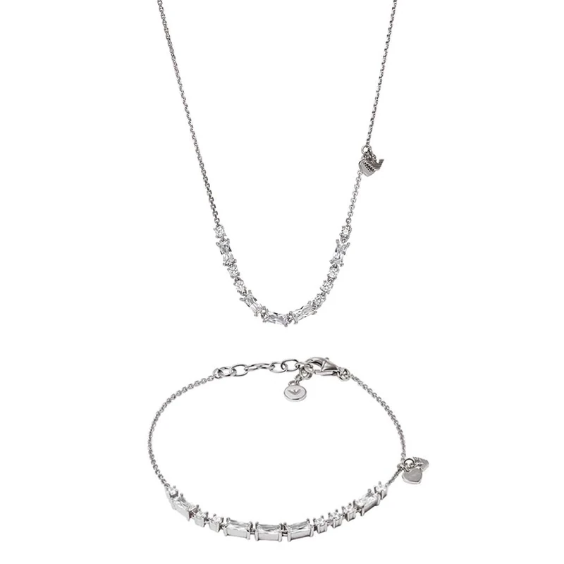 Emporio Armani Women's Sterling Silver Necklace and Bracelet, Set