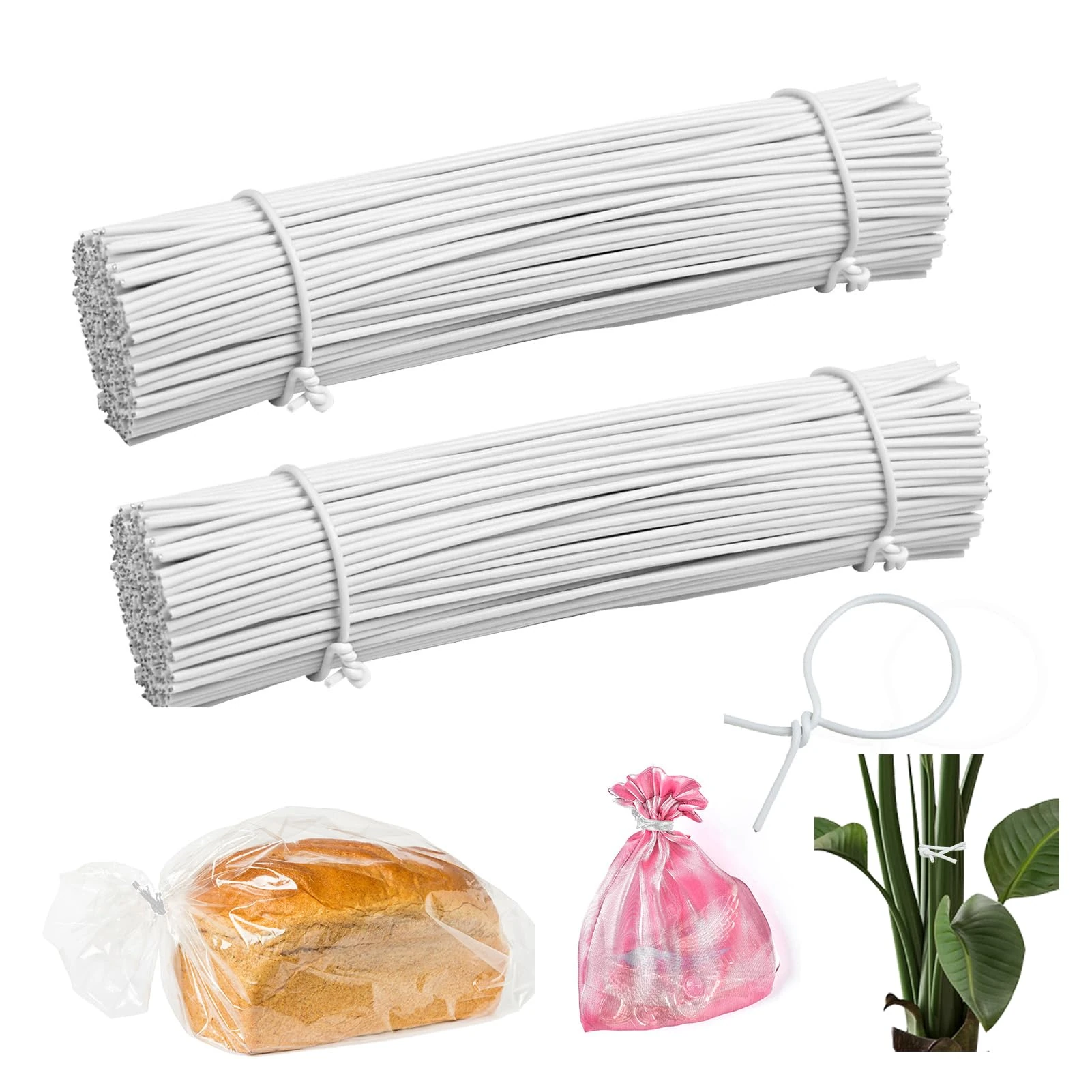 YYCLIPY 1000 Pcs Twist Ties Food Bag Ties Twists Candy Ties with Iron Wire Reusable Bag Ties Suitable for Kraft Paper Bags Cake Bags Gifts Snacks Party Supplies Kitchen Home (White 0.45 x 100 mm)