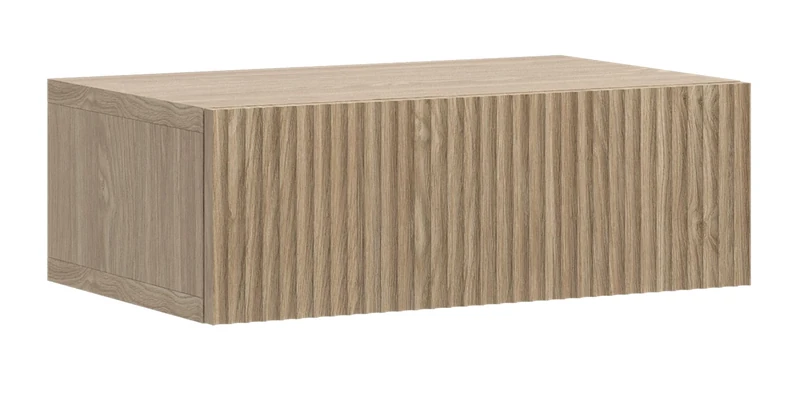 SELSEY Nolie Wall-Mounted Nightstand, Japandi Style Oak Bedside Table, 50 x 35.6 x 17 cm, Matte Finish with ABS Edging, MDF Fronts, 1 Drawer Push-to-Open, Moisture/Heat/Scratch Resistant