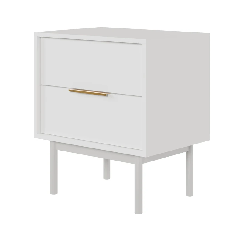 Selsey Viviaro Bedside Cabinet Side Table 54 cm with 2 Drawers White Wooden Legs - Image 1