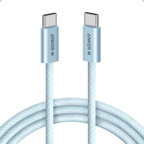 Anker Zolo USB C to USB C Cable, Braided and Dirt-Free Type-C Fast Charging Cable, Slim Connector, for iPhone 17 Series, MacBook (240W) (Blue, 6FT)
