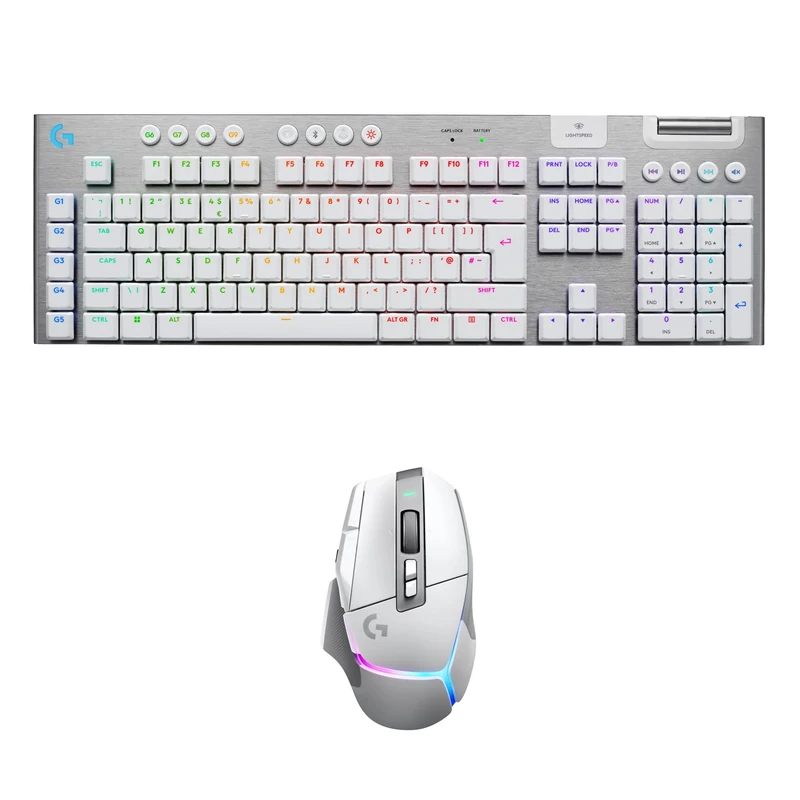 Logitech G G915 X LIGHTSPEED Low-Profile Wireless Gaming Keyboard, Double-Shot PBT Keycaps, GL Brown Tactile Switches - PC/Mac, QWERTY UK, Logitech G502 X PLUS LIGHTSPEED Wireless RGB Gaming Mouse