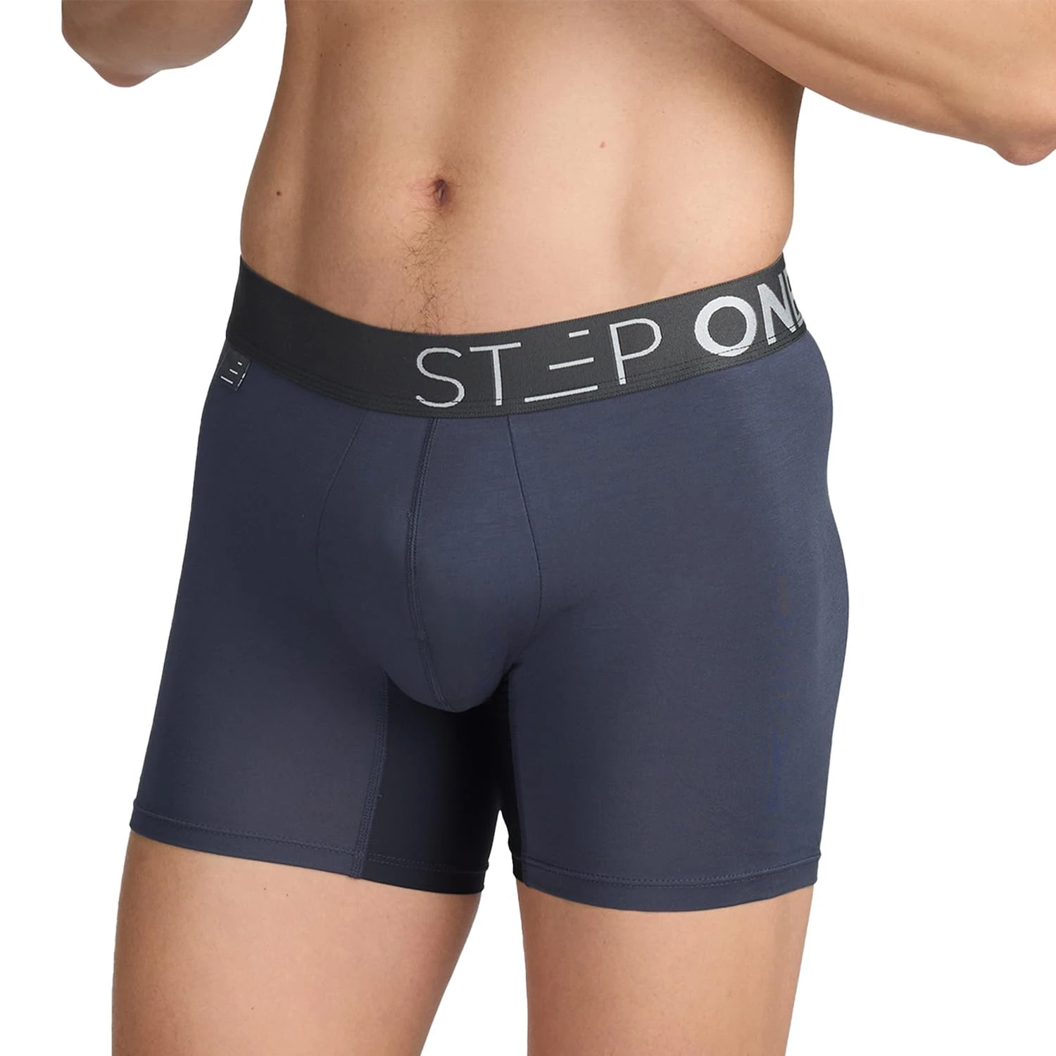STEP ONE Mens Underwear Trunk Briefs, 1 Pair, Underwear for Men, Moisture Wicking, 3D Pouch + No Ride Up Trunk Briefs Made from Organic Bamboo Grey and Black 2XL