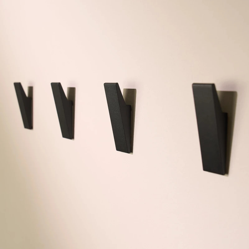 Designfactory Hamburg Adhesive Hooks | Towel Hooks Without Drilling | Self Adhesive Wall Hook Heavy Duty for Bathroom and Kitchen | Modern Design | Matt Black