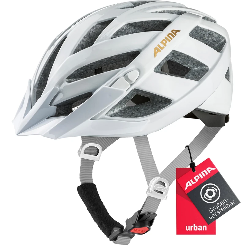 ALPINA PANOMA Classic, white-prosecco gloss, 52-57 cm, optimally ventilated touring helmet with optional LED light for adults