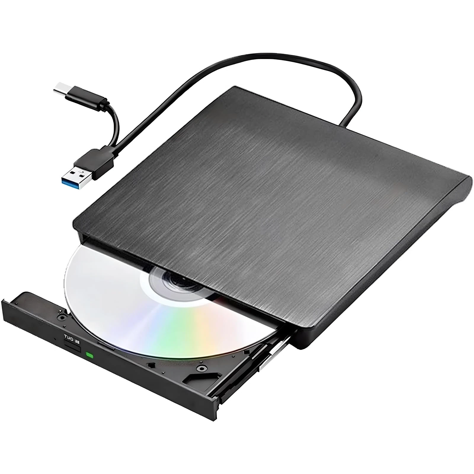External CD DVD Drive, USB 3.0 Type-C Portable DVD/CD RW Writer Burner Drive High Speed Player Optical DVD Drive External Disk Drive for Laptop Desktop,PC, Mac, IOS, Windows 11/10/8/7 / XP/Vista/Linux