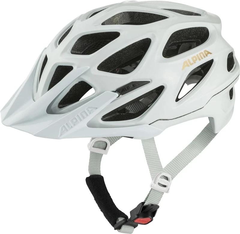 ALPINA MYTHOS 3.0 - Lightweight and well-ventilated bicycle helmet for adults - Adjustable helmet with antibacterial pads for optimum comfort and protection, white-prosecco gloss, 52-57 cm