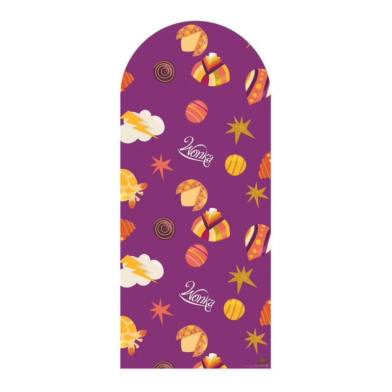 Star Cutouts SC4493 Wonka Purple Sweets & Stars Backdrop Single Cardboard Cut Out Height 185cm