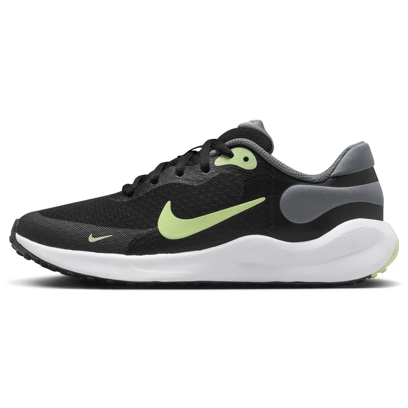 Nike Unisex Kids Revolution 7 (Gs) Road Running Shoe, Black Barely Volt Smoke Grey W, 4.5 UK