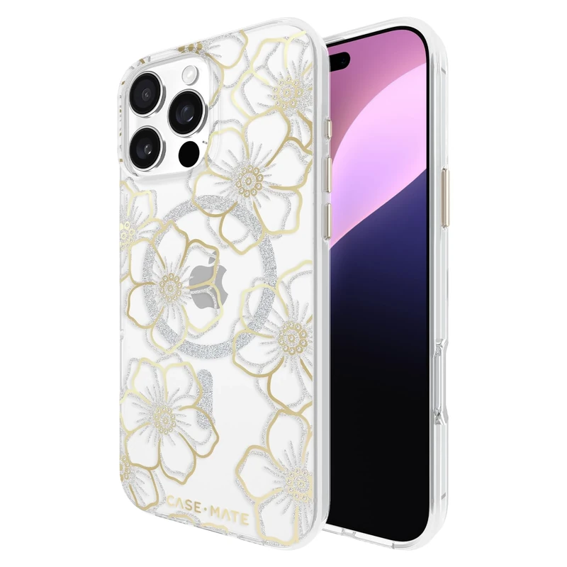 Case-Mate iPhone 16 Pro Max Case [Compatible with MagSafe] - Sparkly Floral Phone Case with 12ft Drop Protection - Premium Magnetic Cover for iPhone 16 Pro Max - Floral Gems