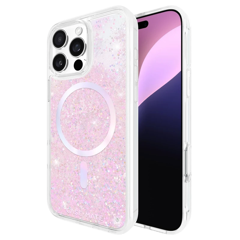 Case-Mate iPhone 16 Pro Max Case [Compatible with MagSafe] - Iridescent Liquid Glitter Phone Case with 12ft Drop Protection - Premium Magnetic Cover for iPhone 16 Pro Max - Soap Bubble Waterfall