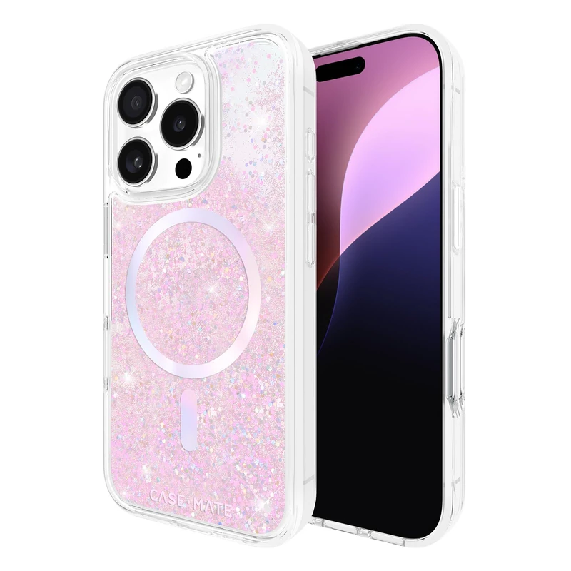 Case-Mate iPhone 16 Pro Case [Compatible with MagSafe] - Iridescent Liquid Glitter Phone Case with 12ft Drop Protection - Premium Magnetic Cover for iPhone 16 Pro - Soap Bubble Waterfall
