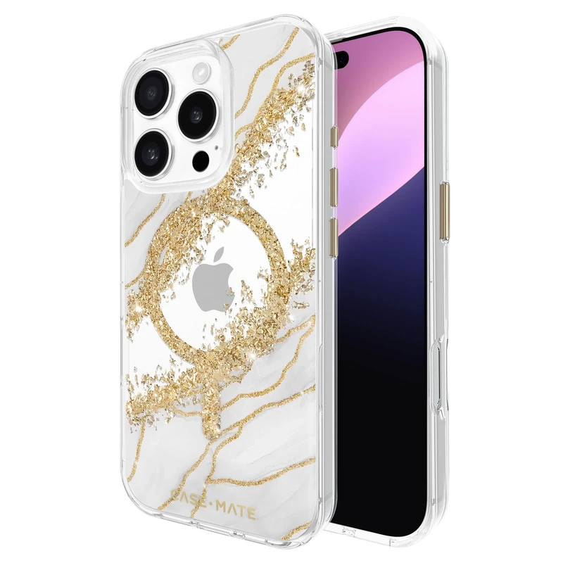 Case-Mate iPhone 16 Pro Case [Compatible with MagSafe] - Stylish Marble Phone Case with 12ft Drop Protection - Premium Magnetic Cover for iPhone 16 Pro - Karat Granite