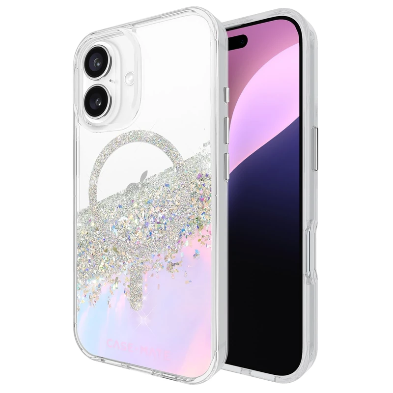 Case-Mate iPhone 16 Case [Compatible with MagSafe] - Sparkly Holographic Phone Case with 12ft Drop Protection - Premium Magnetic Cover for iPhone 16 - Karat Iridescent