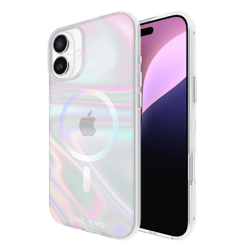 Case-Mate iPhone 16 Plus Case [Compatible with MagSafe] - Stylish Iridescent Phone Case with 12ft Drop Protection - Premium Magnetic Cover for iPhone 16 Plus - Soap Bubble