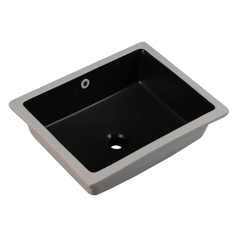 Undermount Bathroom Sink 19.5x15.6 Inch Rectangular Undermount Sink Ceramic Under Counter Vitreous China Sink with Overflow,Matte Black
