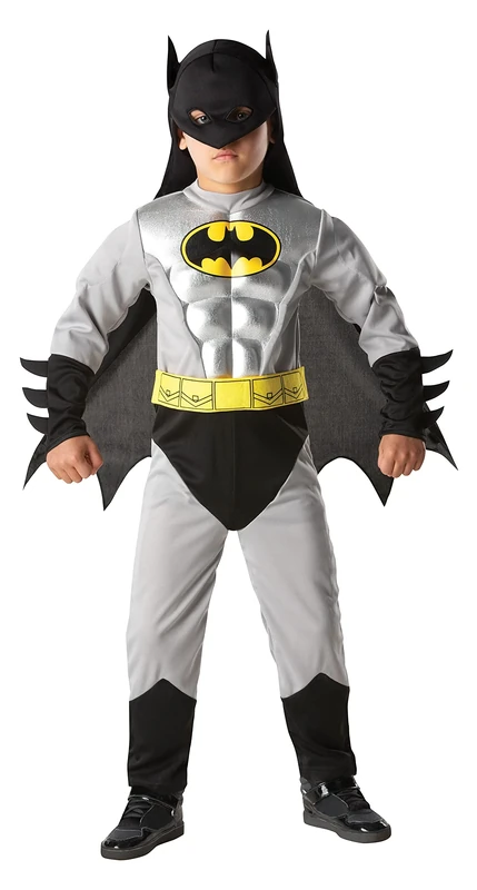 Rubies Official DC Comics Batman Children's Metallic Muscle Chest Costume and Batman Costume Bundle, Super Hero Fancy Dress Up, Size Large Halloween