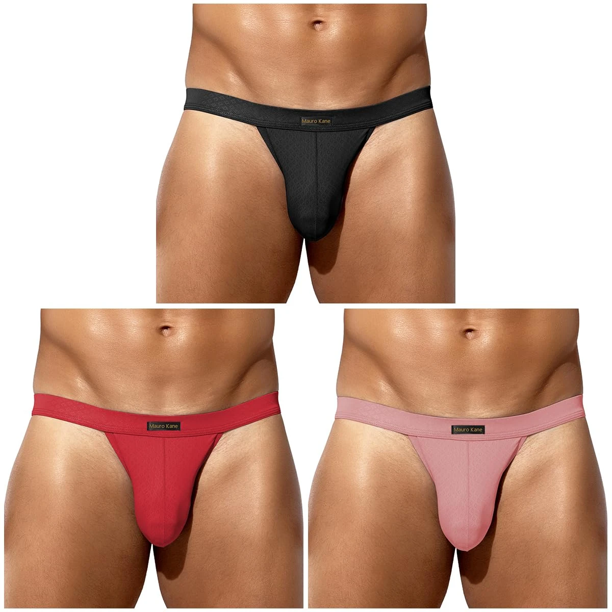 Mauro Kane Men's Underwear Briefs Soft Breathable Mens Briefs Sexy Low Rise Mens Underpants Pack of 3,(Black/Red/Purple)-M