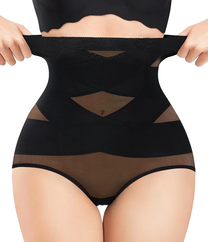 Bingrong Tummy Control Shapewear Knickers High Waisted Underwear Butt Lifting Shapewear Girdle Body Shaper Cincher Girdle (XL, Black)