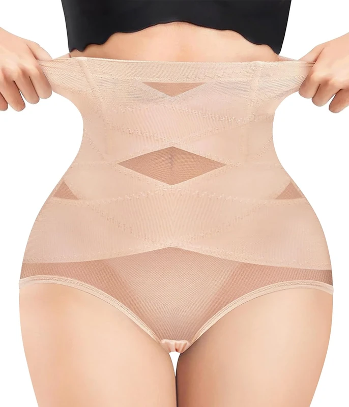 Bingrong Tummy Control Shapewear Knickers High Waisted Underwear Butt Lifting Shapewear Girdle Body Shaper Cincher Girdle (XL, Beige)