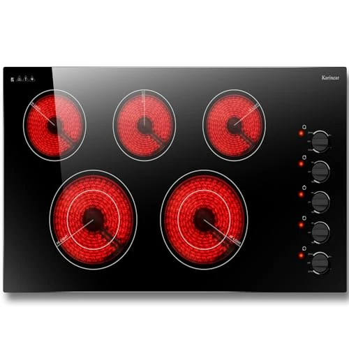 Portable Electric Cooktop, 12 inch, 2 Burners, 110V, Drop-In or Countertop, Child Lock, Timer, Pause, Hot Warning