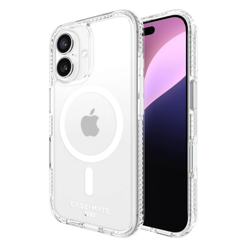 Case-Mate iPhone 16 Case [Compatible with MagSafe] Tough Shockproof Phone Case with 16ft D3O Drop Protection - Premium Rugged Cover for iPhone 16 - Clear - Image 1