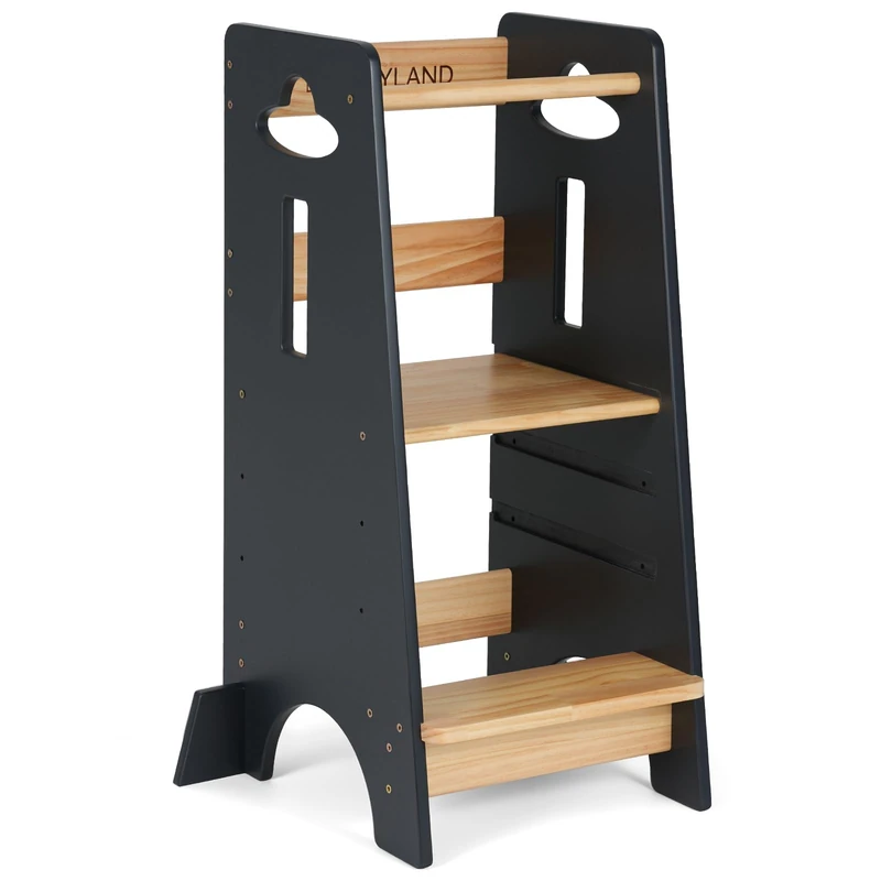 COSYLAND Learning Tower, Wood Colour and Grey, L