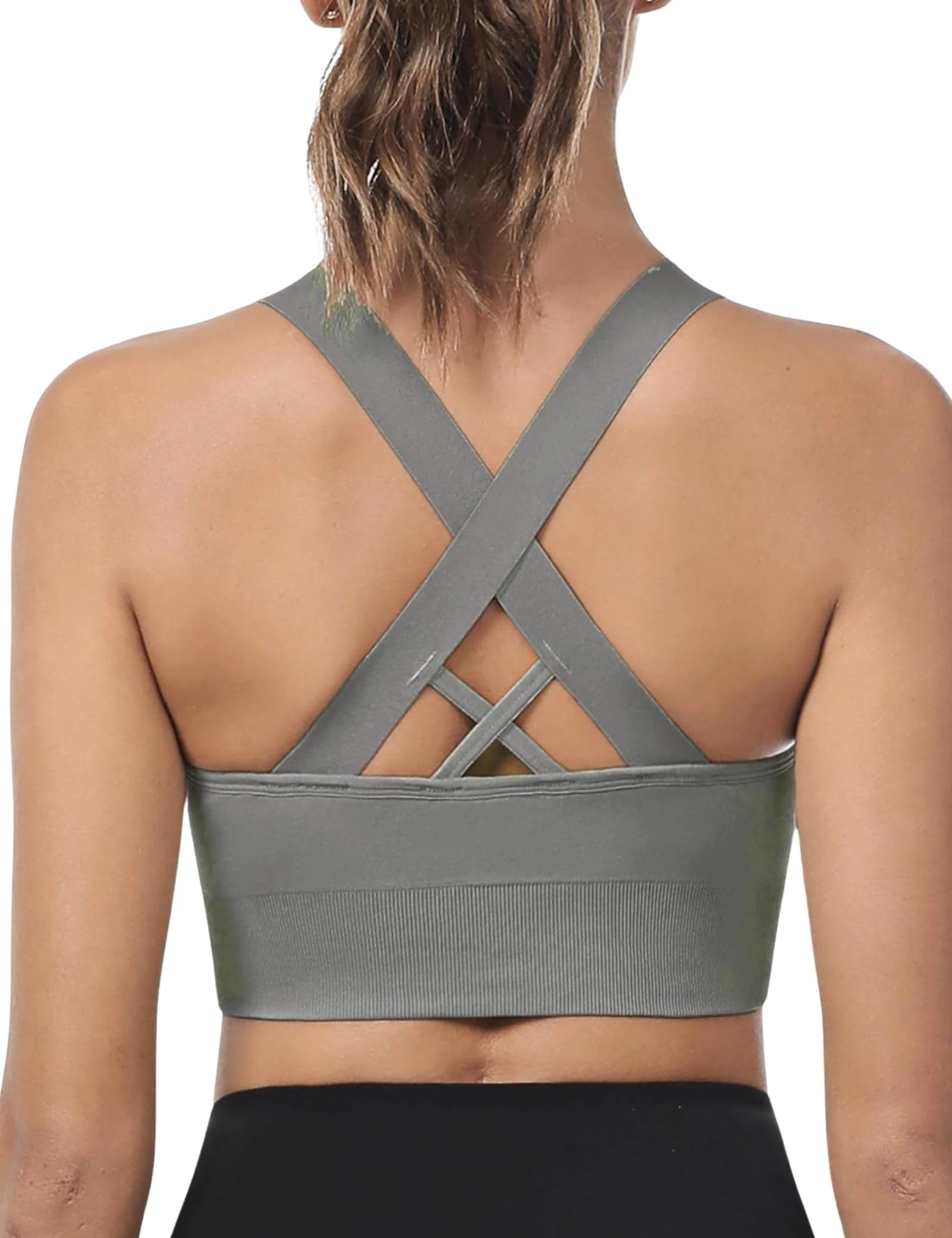 LAJERIN Sports Bras for Women, Women's Sports Bra High Impact Bra Full Coverage, Bras for Women Removable Pads for Girls in Yoga Bralette Leisure Stretch Crop Tops Vest,Grey-L