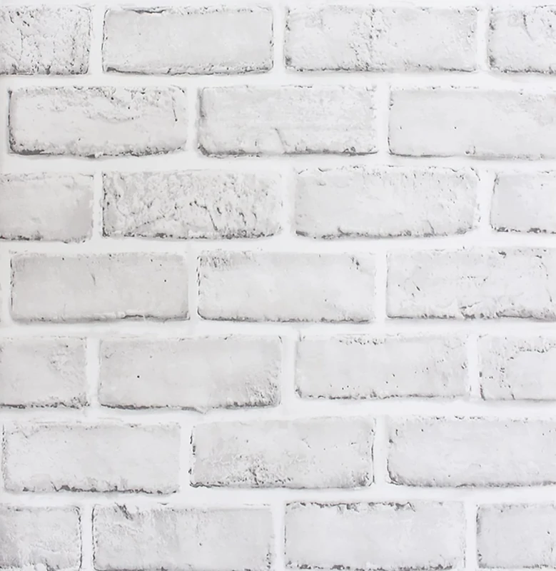 ZHMRROAD White Brick Wallpaper Self-Adhesive Peel and Stick Good for Home and Furniture Renovation, White 17.5 Inch x 16.4 Feet