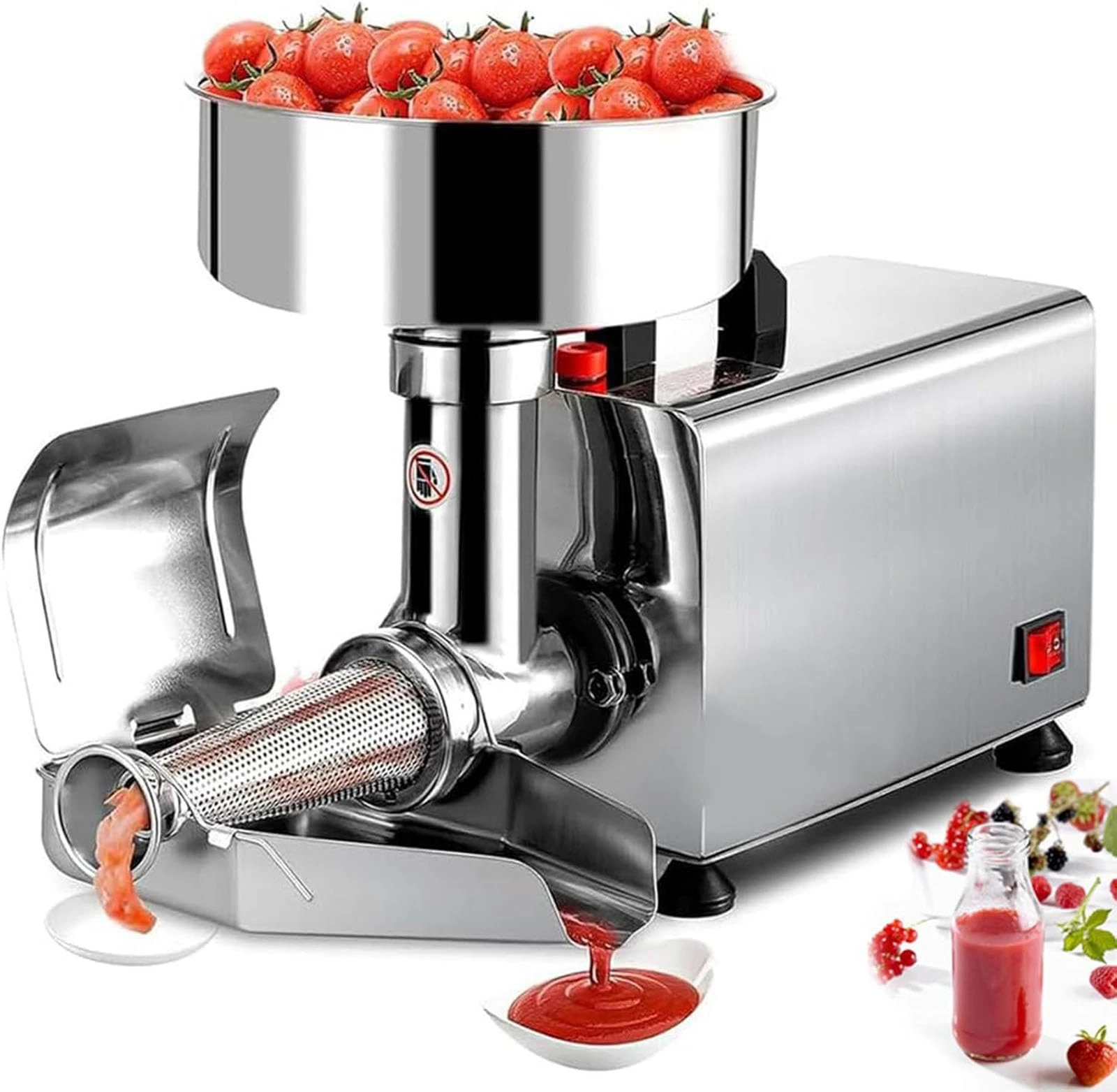 ZWESKUX Electric Tomato Press Tomato Puree Machine Commercial Stainless Steel Milling Press and Strainer, Food Strainer and Sauce Machine, Fruit Juicer,110V