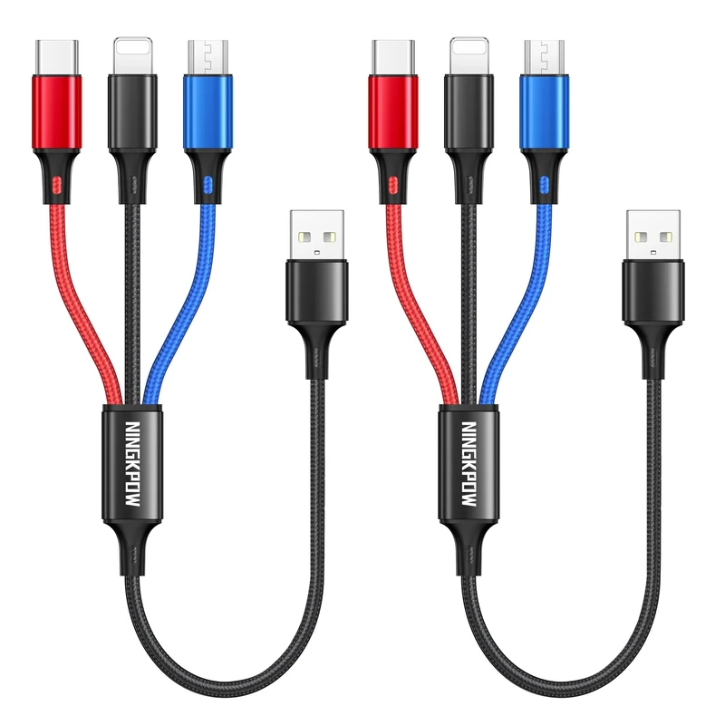 NINGKPOW 3 in 1 Charging Cable [0.5M 2-piece Set] USB Cave 3A, Rapid Charging, 3-in-1 Charging Cord, USB Type C Cable, Micro Cord, USB Phone, Charging Cord, Supports Android Type-C Phones 13 12 11