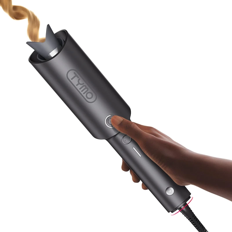 TYMO CURLPRO Automatic Rotating Curling Iron - Beach Waves Curling Wand, Portable Hair Curler, 500 Million Ionic, Dual Voltage & Lightweight for Travel, Ceramic Coating, Metallic Gray 1 inch