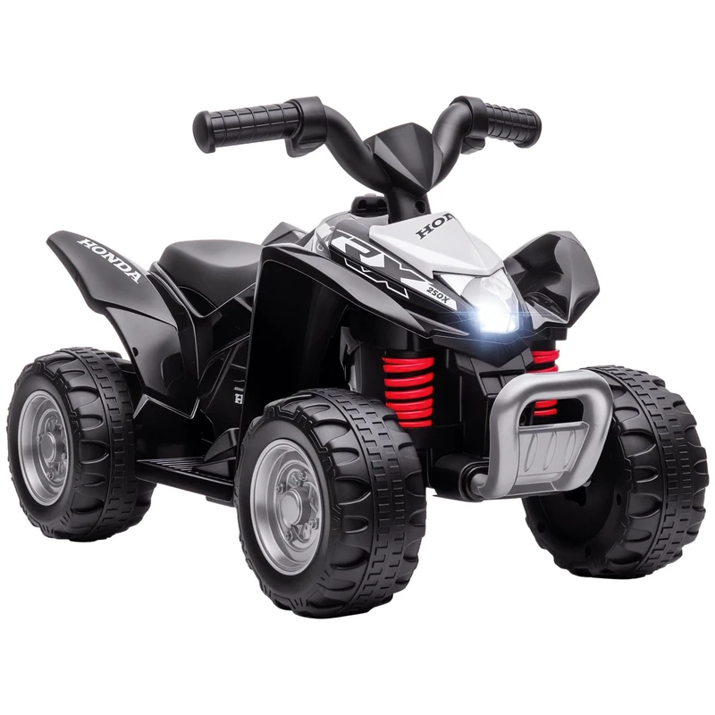 AIYAPLAY Electric Car for Kids, Honda Licensed Kids Electric Quad Bike, 6V Ride on Car ATV Toy with LED Light, Horn, for 1.5-3 Years, Black
